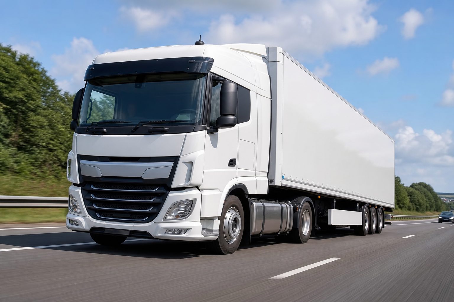 HGV with roof antenna on a UK motorway